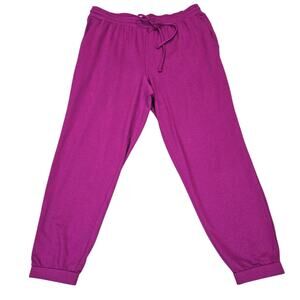 NWT Eileen Fisher Jogger Pants Women XL Pink Fuschia Brushed Terry Stretch Ankle